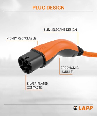Kábel LAPP nabíjací pre elektromobily Type 2, 7m, 22kW, 32A, 3 fázy, oranžový
