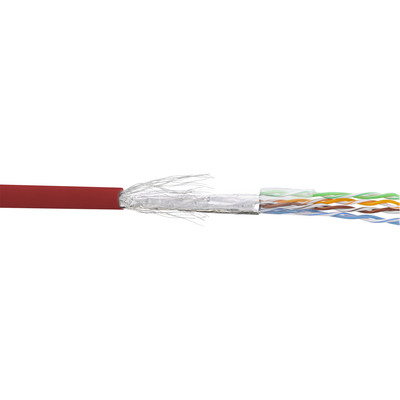 S/FTP lanko PVC 100m cat.5e, AWG26, 100Mhz, 1000Base-T, červený, pomedený