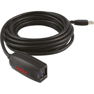 Kábel USB 3.2 Gen 1, A-A M/F 5m, 5Gbps, predlžovací, čierny, aktívny