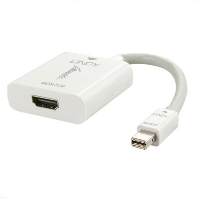 Adaptér mini DisplayPort/HDMI M/F, 4K@60Hz (DP 1.2a, HDMI 2.0), 18G, aktívny, 15cm, biely