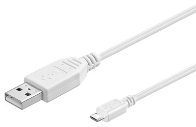 Kábel USB 2.0 A-MICRO-B M/M 0.15m, High Speed, biely