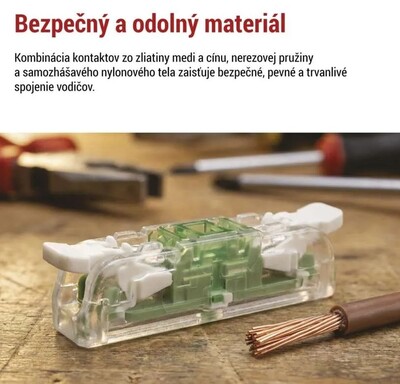 Spojka páčková, svorka bezskrutková, 2-pólová, 0.2-4.0mm², priehľadná, 10 ks/bal