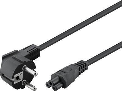 Kábel sieťový 230V pre notebook, vidlica (CEE7/7) lomená - C5, 1.8m, 0.75mm², 2.5A, čierny