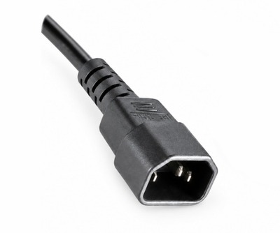 Kábel sieťový 230V predlžovací, C13 zahnutý (doprava) - C14, 1.8m, 1.00mm², 10A, čierny