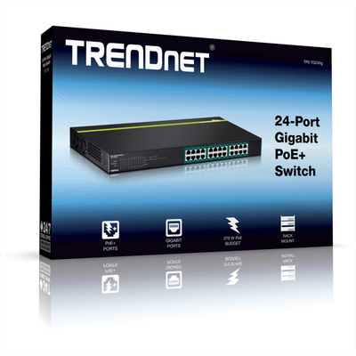 PoE++ Switch Gigabit 24port, 24xPoE (370W), čierny, TRENDnet