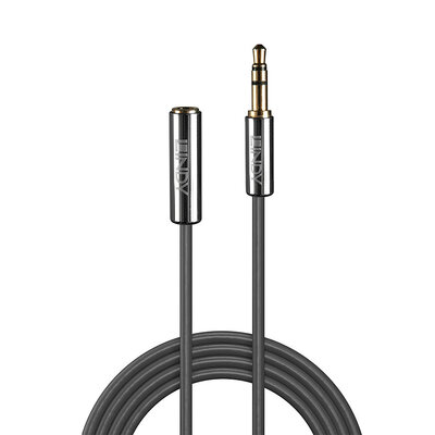 Kábel 3.5mm stereo jack M/F predlžovací 0.5m, sivý, pozl. konektor, Slim, Cromo Line