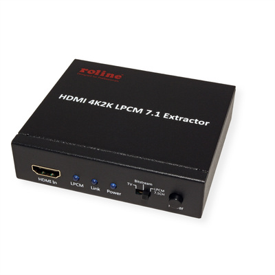 HDMI Audio Extraktor, digital: toslink (S/PDiF), analog: 4x 3.5mm jack, čierny