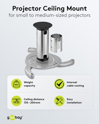 Držiak pre projektor, stropný, max 10kg, dĺžka 130-200mm, max rozteč 320mm, sivý