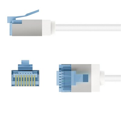 U/FTP Patchkábel LSOH TPE 0.15m cat.6a, biely, slim, Cu, Flex Cable, Eco obal