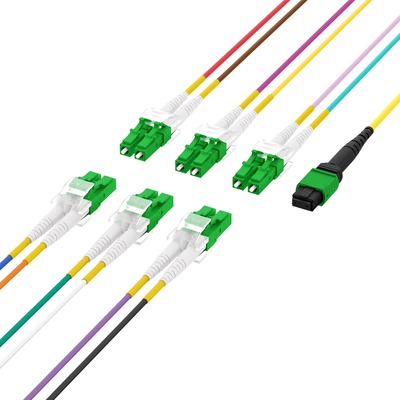 Fiber kábel MTP-LC/APC, 5m Matrix, OS2(9/125µm), LSOH, 3mm, 12 vlákno, žltý