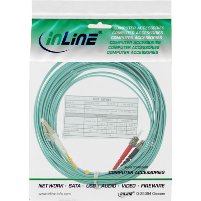 Fiber kábel LC-ST, 0.5m Duplex OM3(50/125µm), LSOH, 3mm, tyrkysový