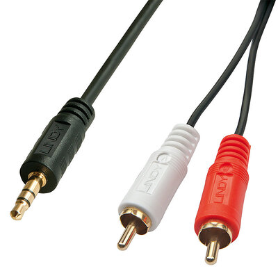 Kábel 3.5mm stereo/2xCinch M/M 10m, čierny, pozl. konektor, Premium