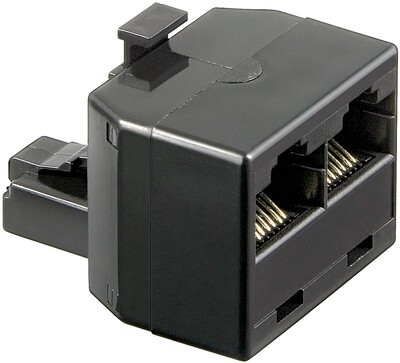 Adaptér telefónny RJ45 M/2xF čierny 10ks/bal