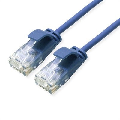 UTP Patchkábel LSOH TPE 1m cat.6a, modrý, slim, Cu, Flex Cable, Roline Green, Eco obal