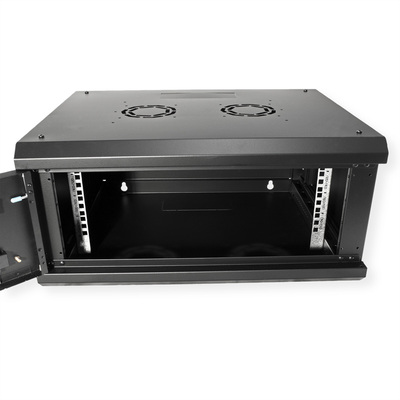 19" Rack na stenu 4U, čierny, 290x600x450mm (HxWxD), odnímateľné bočnice