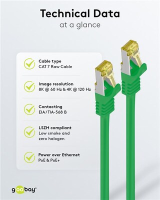 S/FTP (PiMF) Patchkábel LSOH 0.5m, cat.7, zelený, Cu