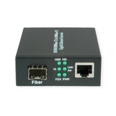 Optický konvertor, RJ45 - SFP, Gigabit, čierny