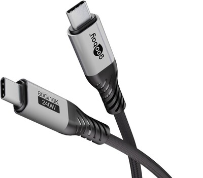 Kábel USB 4 Gen 3x2, Typ C CM/CM 1.5m, 80Gbps, PD 240w 48V5A, oplet, čierny
