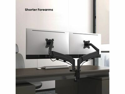 Držiak pre 2x monitor na stôl, úchyt o dosku, pneumatický, max 9kg, rameno 522mm, VESA75/100, čierny