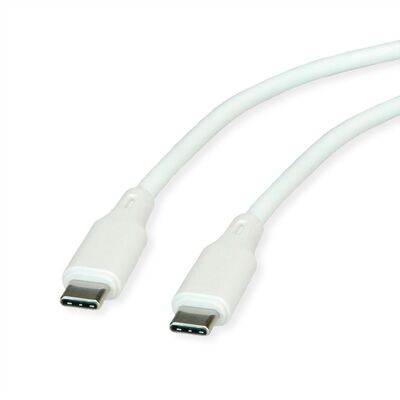 Kábel USB 2.0 Typ C CM/CM 1m, High Speed, PD 60w 20V3A, biely, pozl. konektor, flexibilný
