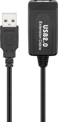 Kábel USB 2.0 A-A M/F 10m, High Speed, predlžovací, čierny, aktívny