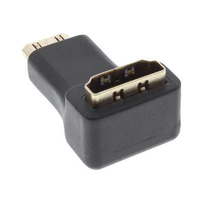 Adaptér HDMI/HDMI mini F/M zahnutý dole 90°, čierny