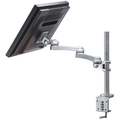 Držiak pre monitor na stôl, úchyt o dosku, max 10kg, rameno 620mm, VESA 75/100, strieborný