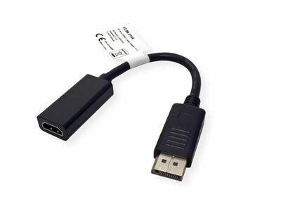 Adaptér DisplayPort/HDMI M/F, 4K@30Hz (DP 1.2, HDMI 1.4), 15cm, čierny