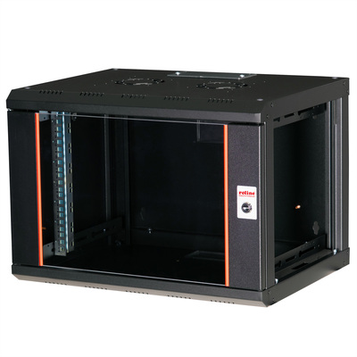 19" Rack na stenu 7U, čierny, 418x600x450mm (HxWxD), RAL9005, PRO, odnímateľné bočnice