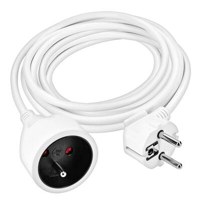 Predlžovačka 5m s 1 zásuvkou, 1.00mm², biela