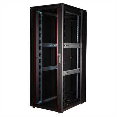 19" Rack na podlahu 42U, 2053x800x1000mm (HxWxD), PRO, sklenené dvere, čierny