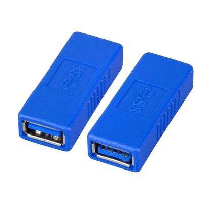 Adaptér USB 3.0 AF/AF (spojka) - A samica / A samica, modrý, celozapustené konektory