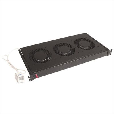 19" Ventilačná jednotka, 2 vetráky, 1Us termostatom, čierna