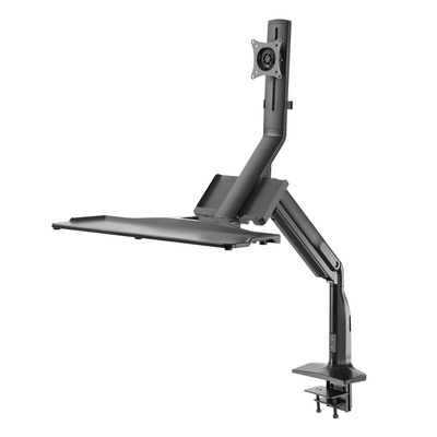 Držiak pre monitor 17-32", klávesnicu a myš na stôl, úchyt o dosku, max 9kg, VESA 75/100, čierny