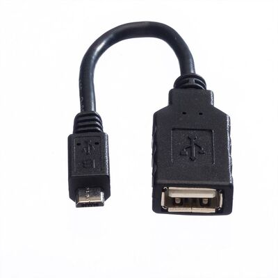 Kábel USB 2.0 A-MICRO-B F/M 0.15m, High Speed, OTG, čierny
