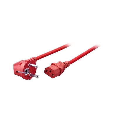 Kábel sieťový 230V, vidlica (CEE7/7) lomená - C13, 3m, 1.00mm², 10A, červený