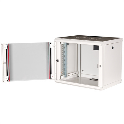 19" Rack na stenu 9U, sivý, 505x600x450mm (HxWxD), RAL7035, PRO, odnímateľné bočnice