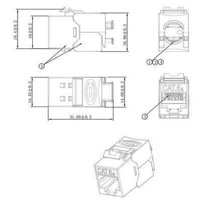 Konektor Keystone cat.6a, tienený, strieborný, beznástrojový (toolless), AWG 22-26, GHMT