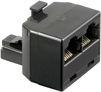 Adaptér telefónny RJ45 M/2xF čierny 10ks/bal