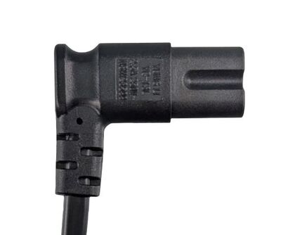 Kábel sieťový 230V, 2pin vidlica (CEE7/16) priama - C7 (2pin) zahnutý, 2m, 0.75mm², 2.5A, čierny