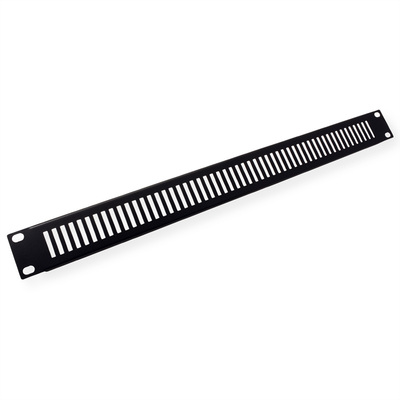 19" záslepka s ventilačnou mriežkou, 1U, kovová, čierna RAL9005