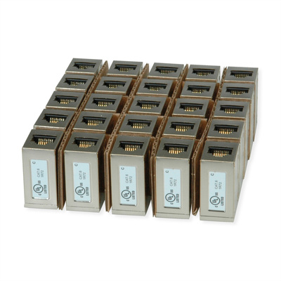 Spojka RJ45, cat.6, tienená, kovová Gigabit, 25ks/bal