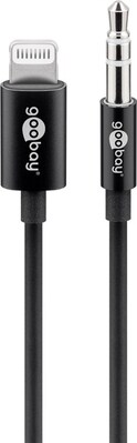 Kábel USB "Lightning" pre Apple / 3.5mm, Stereo jack M, 1m, High Speed, čierny