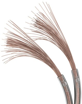 Reproduktorový kábel audio 2x0.75mm², 100m, meď, OFC (99,9% oxygen-free copper), transparentný