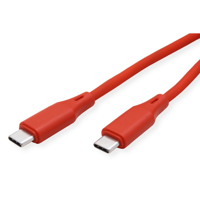 Kábel USB 2.0, CM/CM, 1m, High Speed, PD 60W 20V3A, červený, pozl. konektor, flexiblný