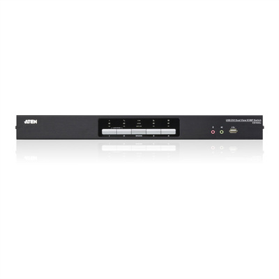 KVM switch/prepínač 4PC, DVI-I, USB, USB hub, audio, DUAL VIEW