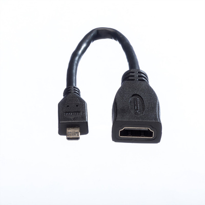 Káblový adaptér HDMI/HDMI micro F/M 0.15m, High Speed+Eth, 4K@30Hz, HDMI 1.4, čierny