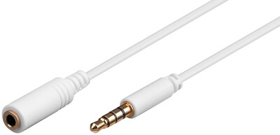 Kábel 3.5mm 4pin audio M/F predlžovací 1m, biely, pozl. konektor