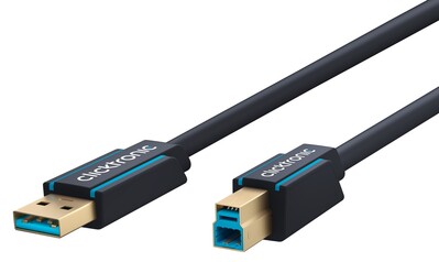 Kábel USB 3.2 Gen 1, A-B M/M 1.8m, 5Gbps, modrý, ClickTronic, pozl. konektor