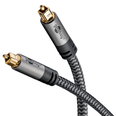 Kábel Toslink audio optický SPDIF prepojovací M/M 10m, ø6.5mm, pozl. konektor, čierny/sivý